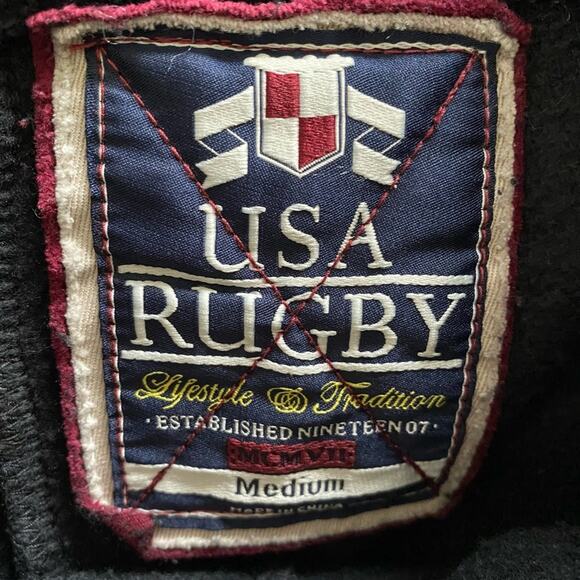 USA Rugby 1907 Division One Varsity Black Mens Athletic Jogger Size MED EUC - Picture 2 of 12